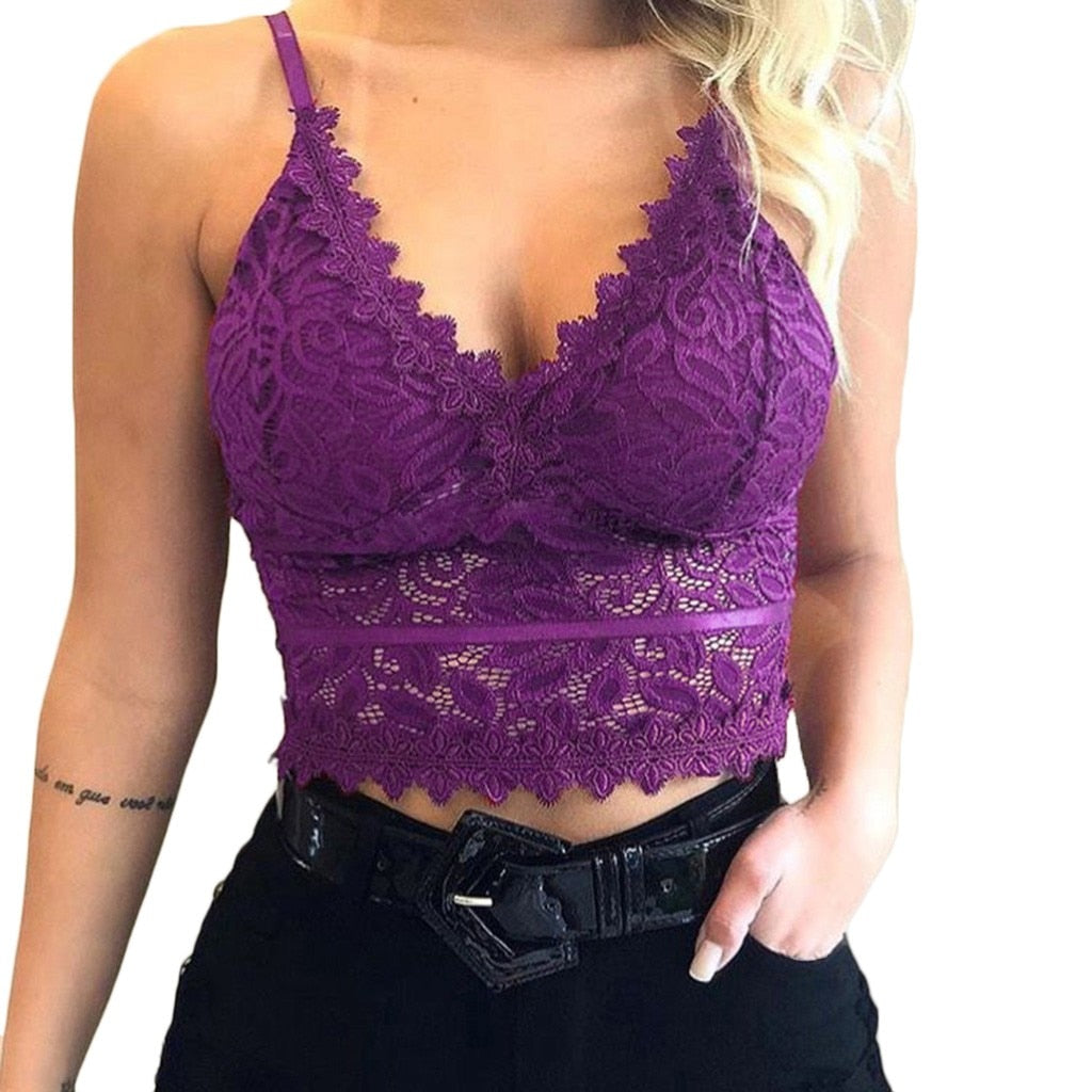 Martine | Dames Kanten Crop Top – Vrouwelijk, Verfijnd, Verstelbare Bandjes