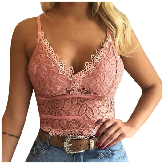 Martine | Dames Kanten Crop Top – Vrouwelijk, Verfijnd, Verstelbare Bandjes