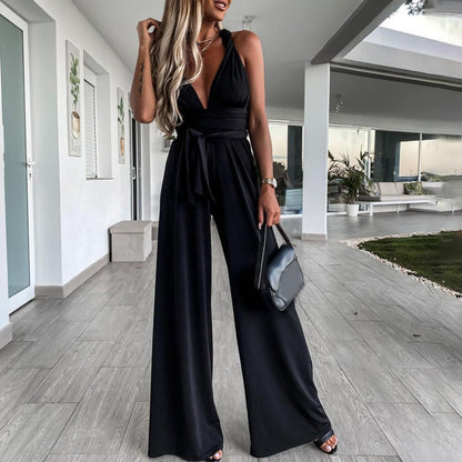 Neeltje | Dames Jumpsuit – Wijde Pijpen en V-hals – Elegante Tailleceintuur
