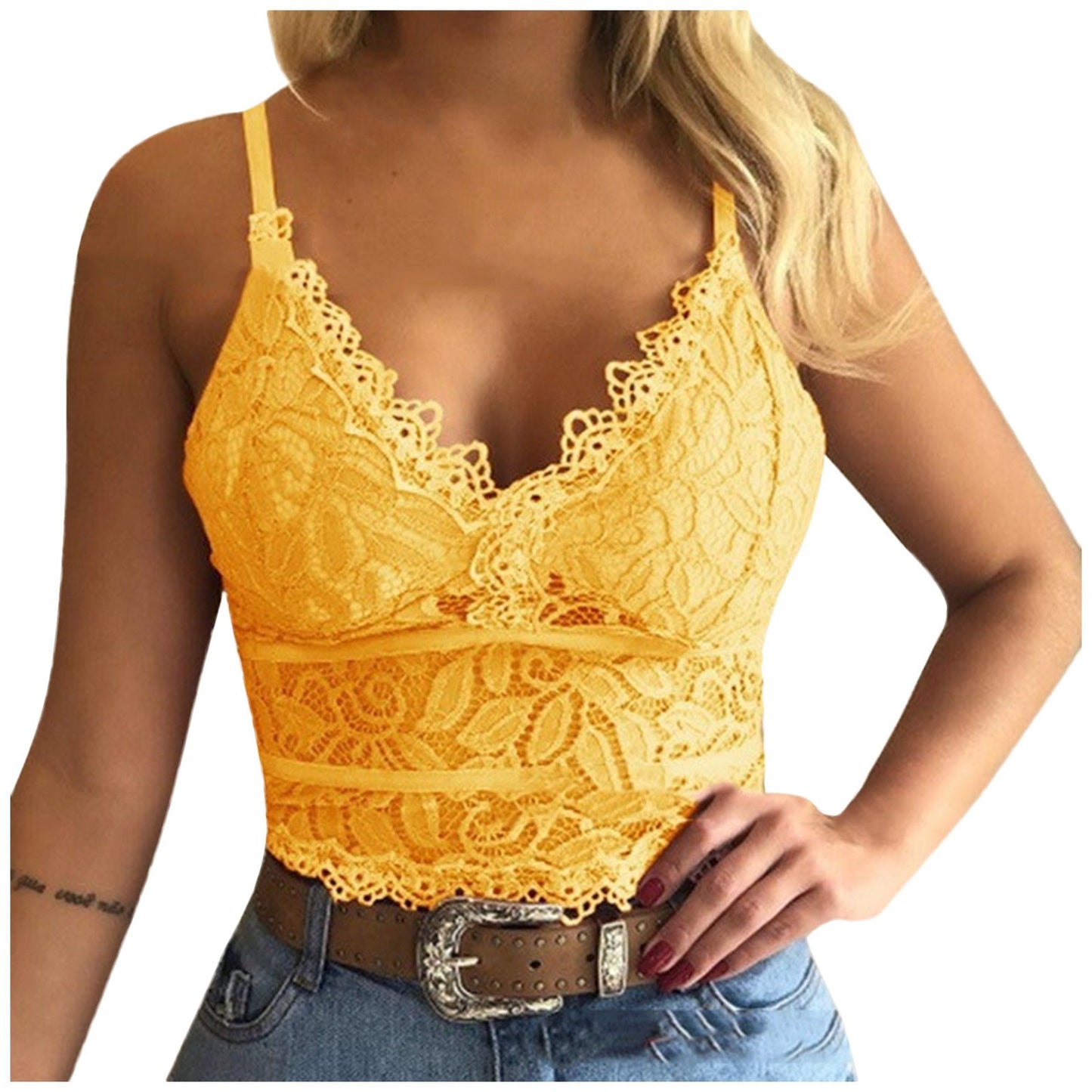 Martine | Dames Kanten Crop Top – Vrouwelijk, Verfijnd, Verstelbare Bandjes