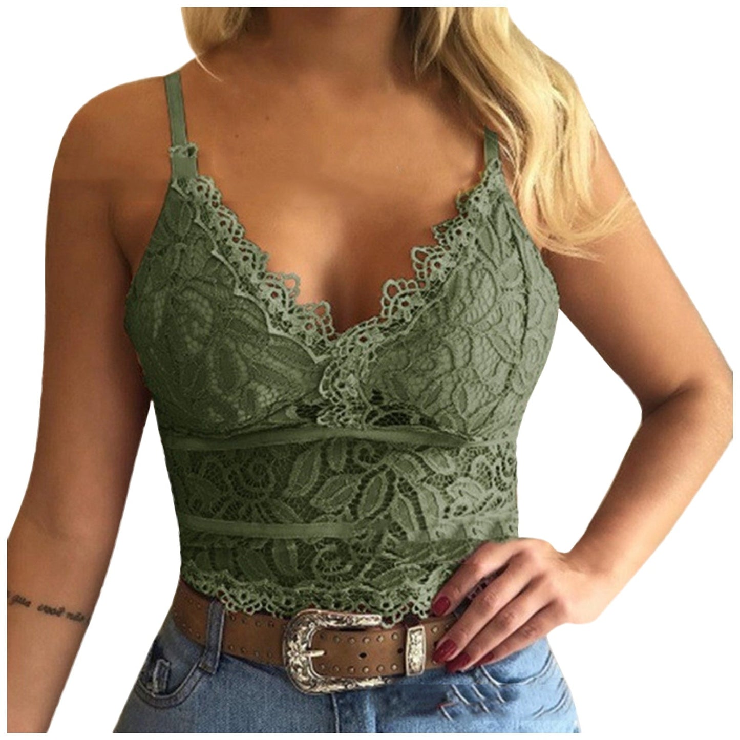Martine | Dames Kanten Crop Top – Vrouwelijk, Verfijnd, Verstelbare Bandjes