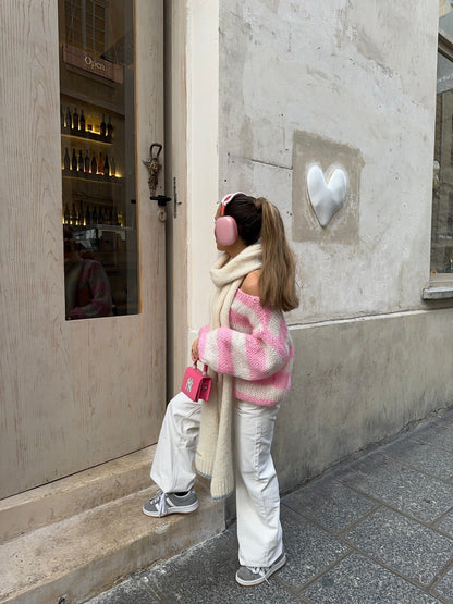 Tes Trui | Dames oversized gestreepte knit met ronde hals