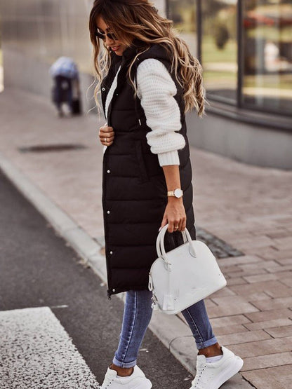 Eline Bodywarmer Dames | Lange Gewatteerde Bodywarmer met Capuchon