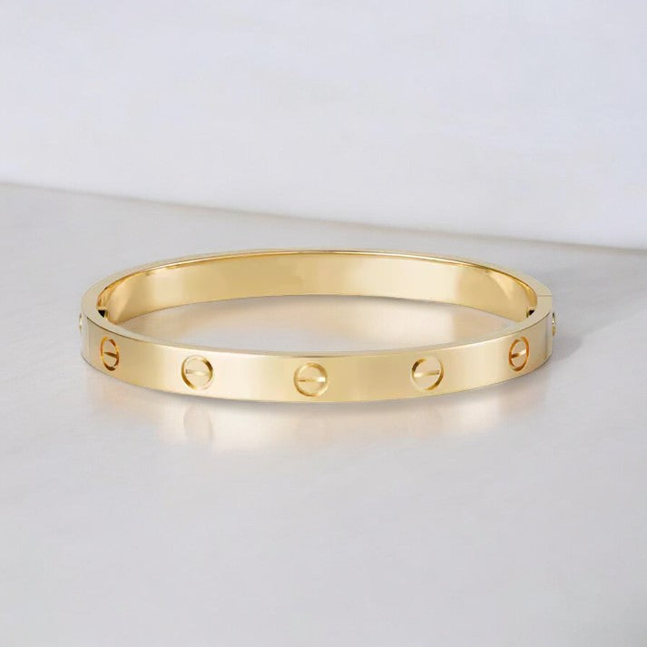 Uniseks Armband – Strakke Metalen Bangle – Minimalistisch & Luxe met Schroefaccenten
