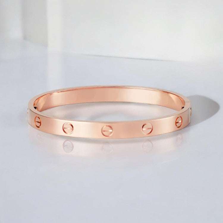 Uniseks Armband – Strakke Metalen Bangle – Minimalistisch & Luxe met Schroefaccenten