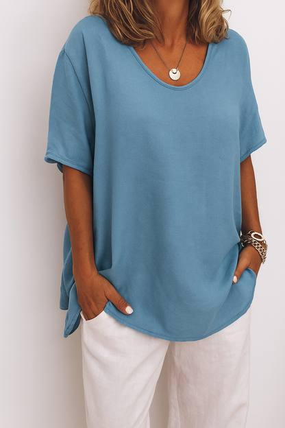 Vianne | Dames Linnen T-shirt met Relaxte Pasvorm – Licht, Ademend en Casual Chic