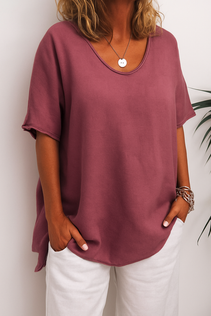 Vianne | Dames Linnen T-shirt met Relaxte Pasvorm – Licht, Ademend en Casual Chic