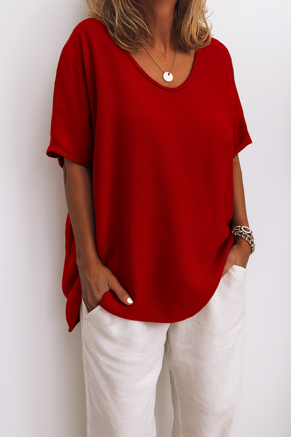 Vianne | Dames Linnen T-shirt met Relaxte Pasvorm – Licht, Ademend en Casual Chic