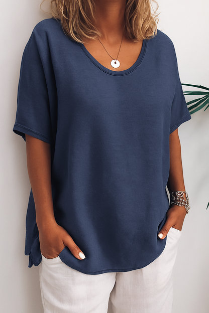 Vianne | Dames Linnen T-shirt met Relaxte Pasvorm – Licht, Ademend en Casual Chic