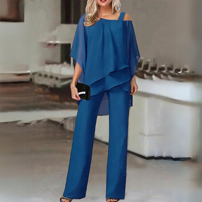 Wilma | Dames Tweedelige Set – Verfijnde Gelaagde Top & Rechte Broek voor Elegante Comfort