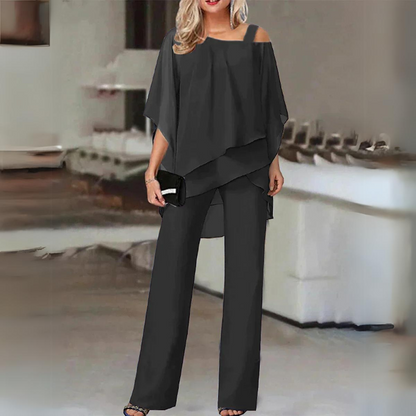 Wilma | Dames Tweedelige Set – Verfijnde Gelaagde Top & Rechte Broek voor Elegante Comfort