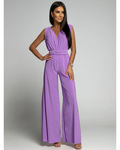 Veerle | Dames Jumpsuit – Getailleerde Taille, Wijde Pijpen, Mouwloos en Ademend Comfort