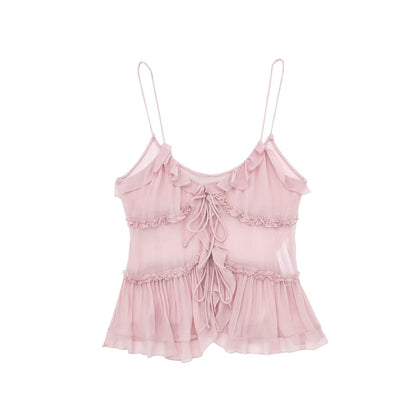 Viveka | Dames Camisole Top met Transparante Laag – Romantisch Layered Design