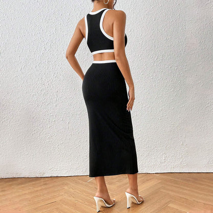 Amy | Dames Midi Jurk – Bodycon Pasvorm met Ribstructuur en Zijsnijdingen voor een Moderne Look