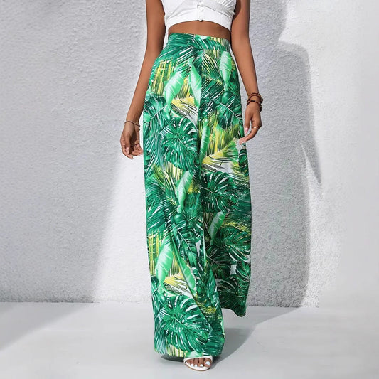 Zomerse Wide-Leg Broek | Dames broek met hoge taille en luchtige bloemenprint
