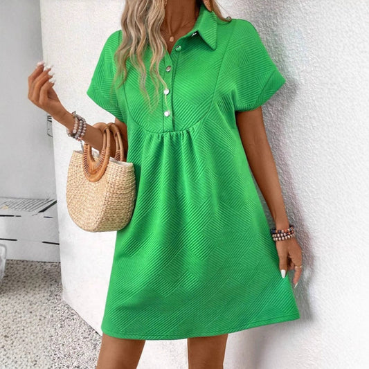 Carolina | Dames Polojurk met Textuurstof – Relaxte pasvorm, Empire Taille & Korte Vleermuismouw voor Comfort en Stijl