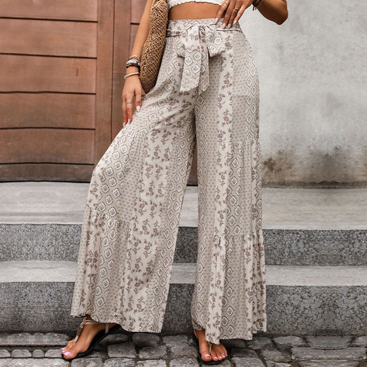Janine | Dames Broek – Boho Patchwork Stijl met Wijde Pijpen en Hoge Taille voor Ademend Comfort