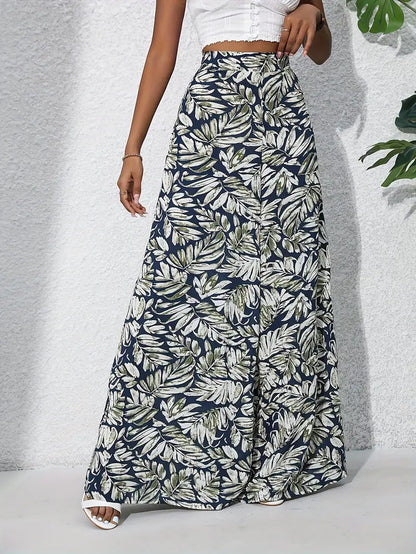 Zomerse Wide-Leg Broek | Dames broek met hoge taille en luchtige bloemenprint