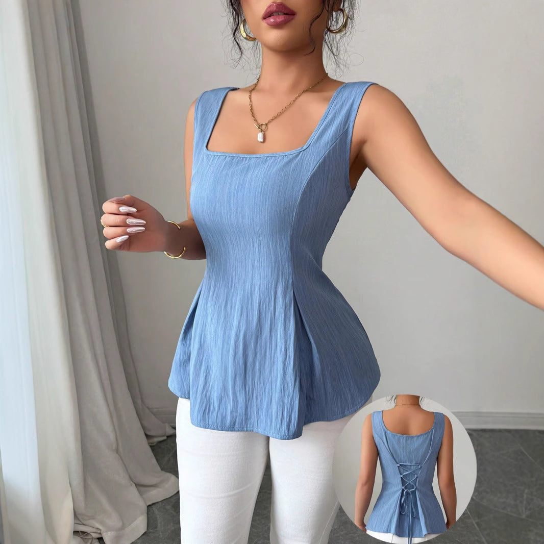 Claudia | Dames Tanktop met Vierkante Hals – Slim Fit & Geribde Stof voor Zomerse Casual Looks