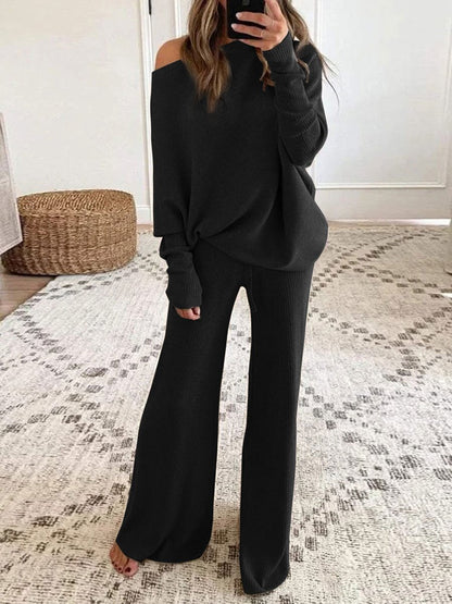 Dames Off-Shoulder 2-delige Set – Gebreid co-ord met top, casual/uitgaan