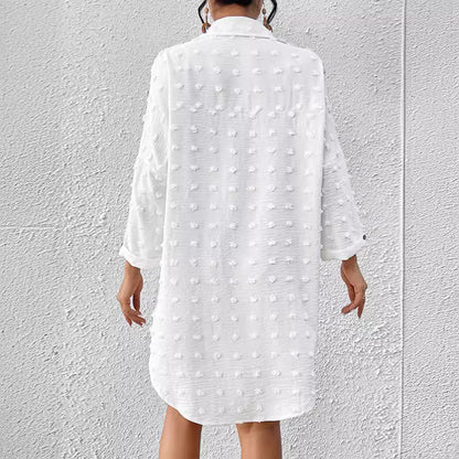 Dirkje | Dames Cardigan Blouse – Oversized Pasvorm – Chiffon Look & Pompon Detail