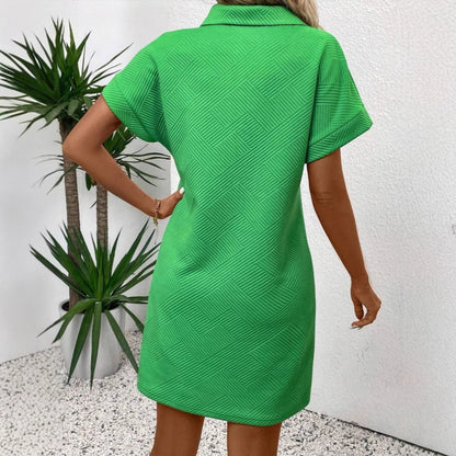 Carolina | Dames Polojurk met Textuurstof – Relaxte pasvorm, Empire Taille & Korte Vleermuismouw voor Comfort en Stijl