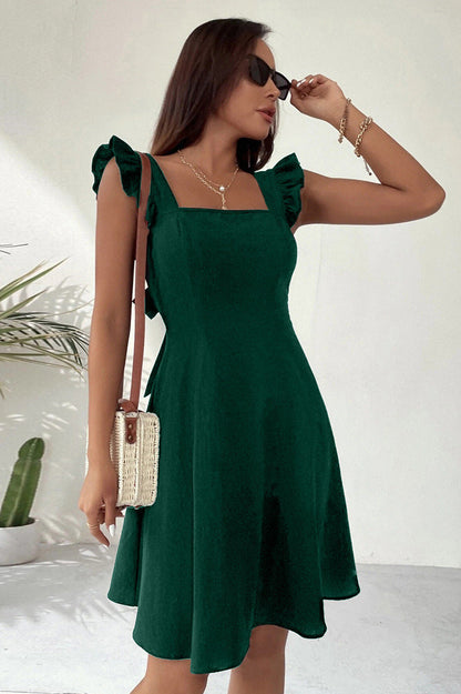 Bette | Dames Mini Jurk – Fit & Flare met Ruches Bandjes en Luchtige Stof