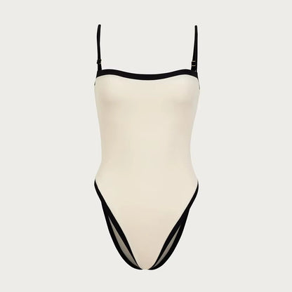 Omara | Dames Bandeau Zwempak – Verstelbare Schouderbandjes – Effen Design – Elegante Pasvorm