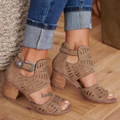 Cassia | Dames Sandalen met Hak en Ażuwer Patroon – Elegante Zomerstijl