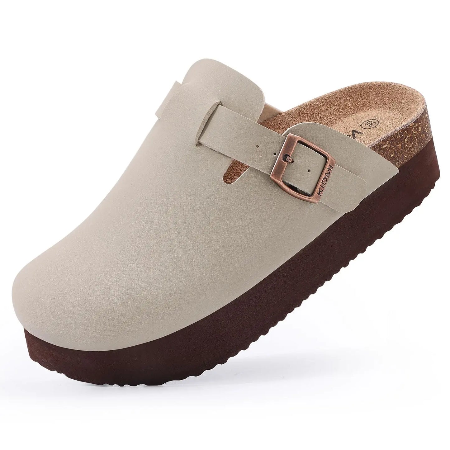 Dames suède sandalen met kurken zool