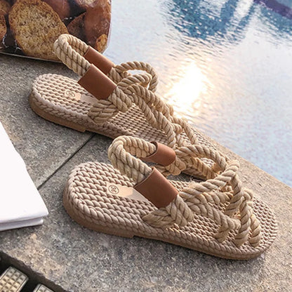 Capri | Dames Sandalen met Handgevlochten Banden en Boho-Chic Design voor Zomerse Comfort en Stijl