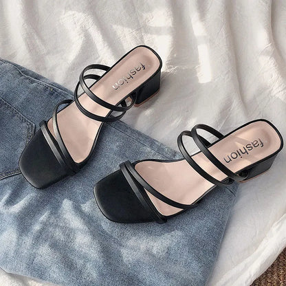 Calina | Dames Sandalen met Doorzichtige Bandjes en Comfortabele Hak voor Elegante Zomerstijl