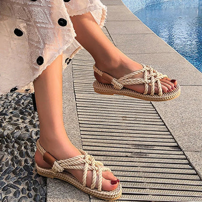 Capri | Dames Sandalen met Handgevlochten Banden en Boho-Chic Design voor Zomerse Comfort en Stijl
