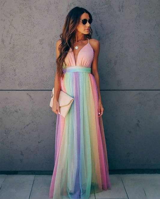 Zeva | Dames Maxi Jurk met Halternek - Vloeiend Silhouet en Elegante Plooien