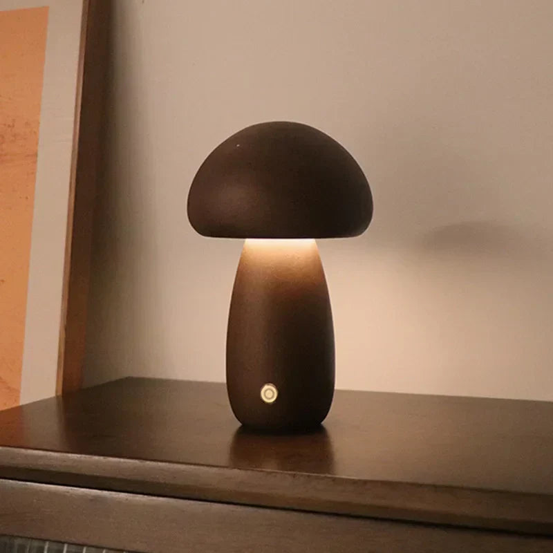 Houten Paddenstoel Lamp – Speelse LED Nachtverlichting met Touchbediening voor Kinderkamer of Gezellige Hoeken