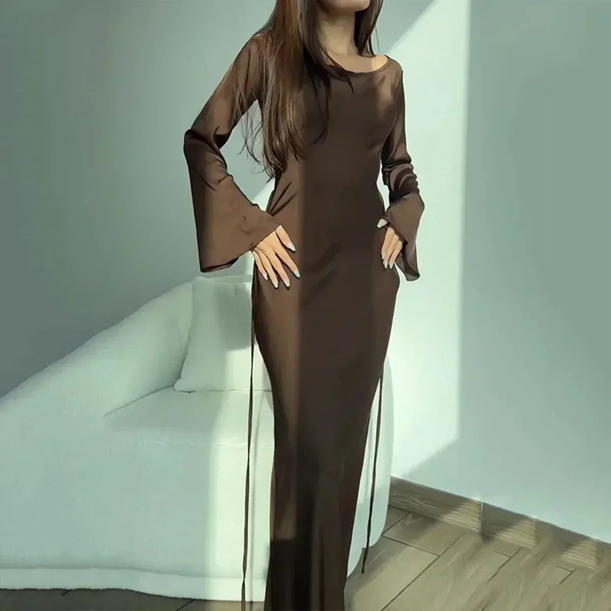 Tineke | Dames Bodycon Jurk – Slim Fit, Luxe Stof, Lange Mouwen, Elegante Pasvorm