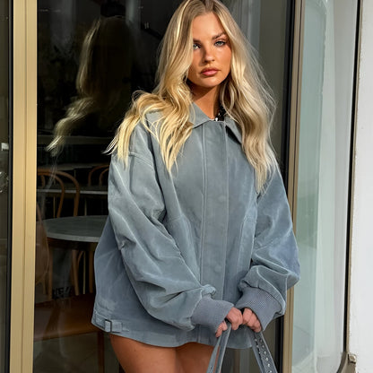 Lena Oversized Suède Herfstjas | Dames jas met luxe uitstraling en moderne pasvorm