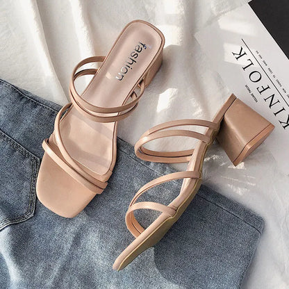 Calina | Dames Sandalen met Doorzichtige Bandjes en Comfortabele Hak voor Elegante Zomerstijl