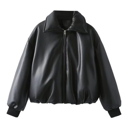 Maja Jas Dames | Oversized Vegan Leren Jas met Warme Voering