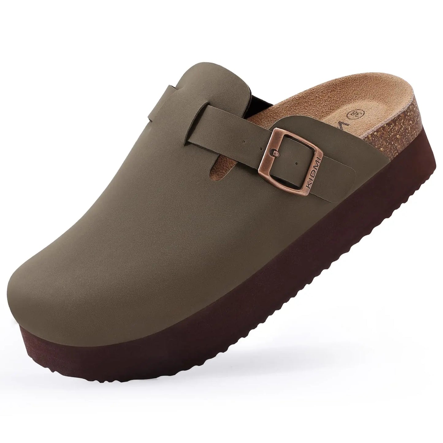Dames suède sandalen met kurken zool