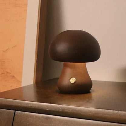 Houten Paddenstoel Lamp – Speelse LED Nachtverlichting met Touchbediening voor Kinderkamer of Gezellige Hoeken