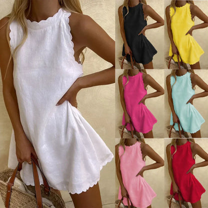 Yfina | Mini Jurk Dames – Zomerse A-lijn met Elegante Golfrand voor Comfort en Stijl