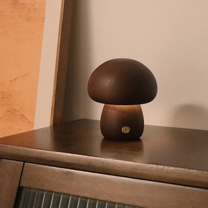 Houten Paddenstoel Lamp – Speelse LED Nachtverlichting met Touchbediening voor Kinderkamer of Gezellige Hoeken