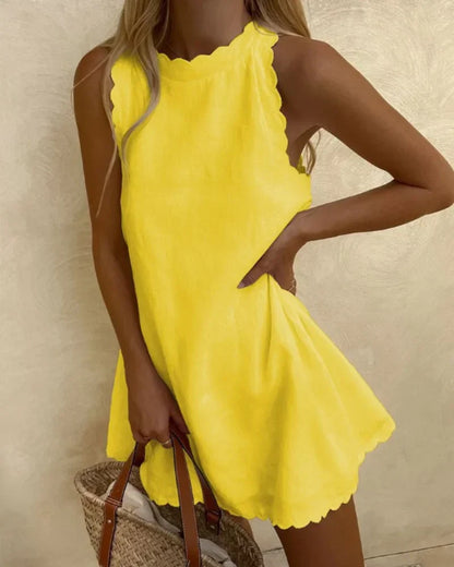 Yfina | Mini Jurk Dames – Zomerse A-lijn met Elegante Golfrand voor Comfort en Stijl