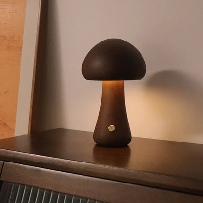 Houten Paddenstoel Lamp – Speelse LED Nachtverlichting met Touchbediening voor Kinderkamer of Gezellige Hoeken