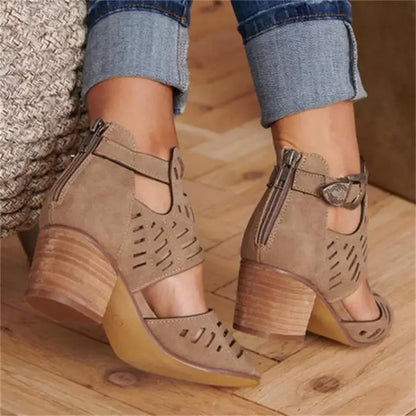 Cassia | Dames Sandalen met Hak en Ażuwer Patroon – Elegante Zomerstijl
