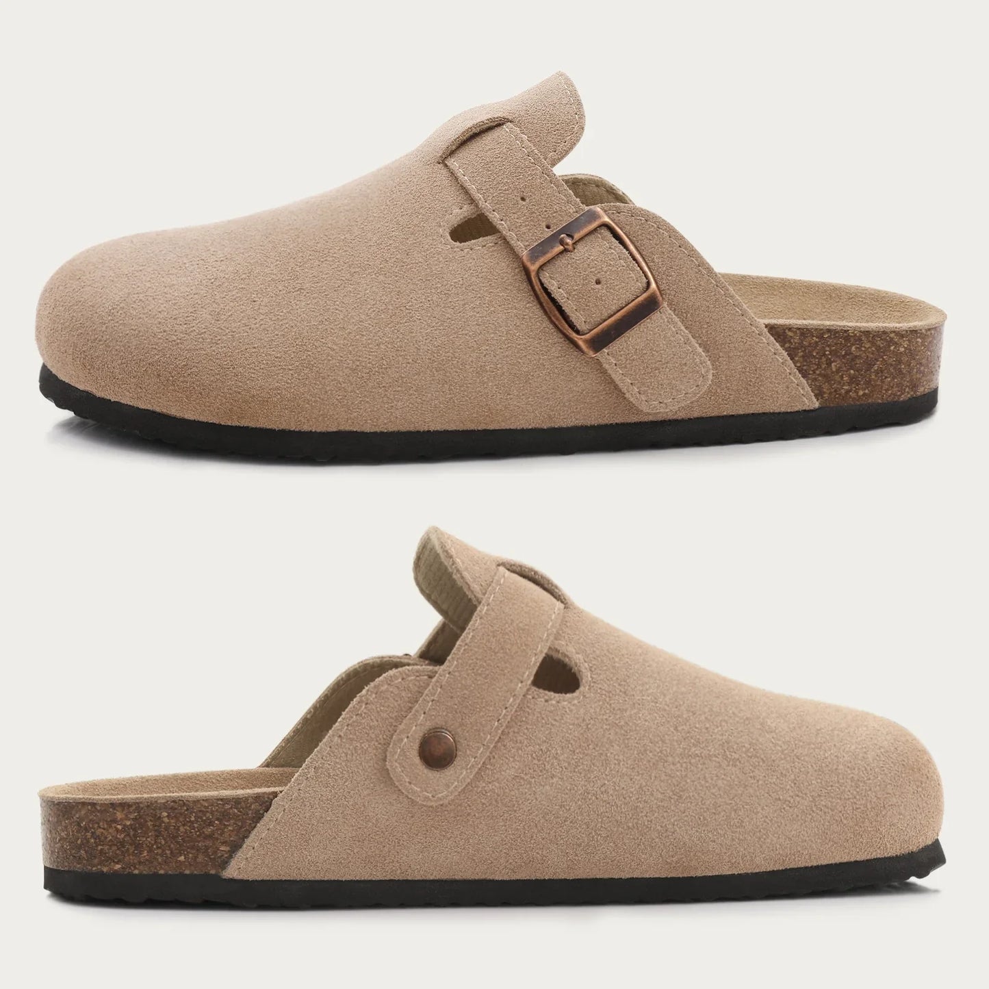 Dames suède sandalen met kurken zool