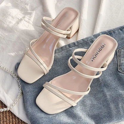Calina | Dames Sandalen met Doorzichtige Bandjes en Comfortabele Hak voor Elegante Zomerstijl