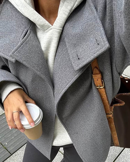 Claire elegante herfst jas| Dames korte jas met opstaande kraag en enkelrijige sluiting