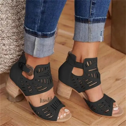 Cassia | Dames Sandalen met Hak en Ażuwer Patroon – Elegante Zomerstijl